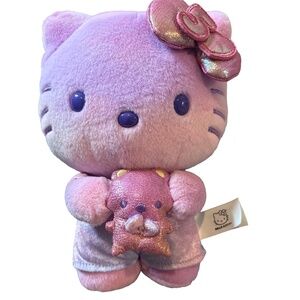 Sanrio Hello Kitty Plush 2024 Pastel Ombre Glitter Bow Teddy Bear